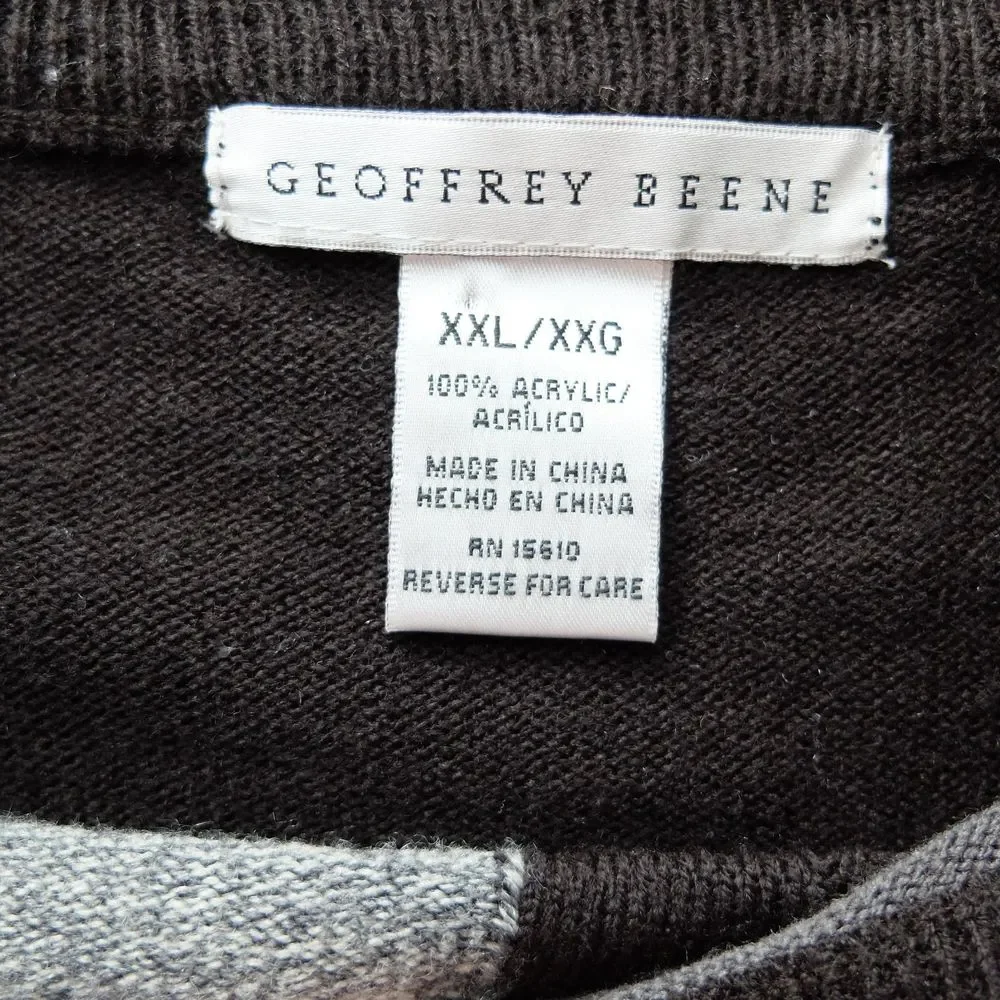 Geoffrey Beene Colorblock Long Sleeve Pullover Sweater Size XXL